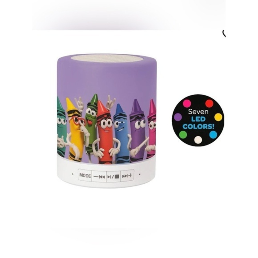 Crayola Wireless Bluetooth Speaker Glow Lamp LED 7 Color Changing Night Light